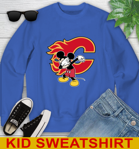 Calgary Flames NHL Hockey Dabbing Mickey Disney Sports Youth Sweatshirt 7