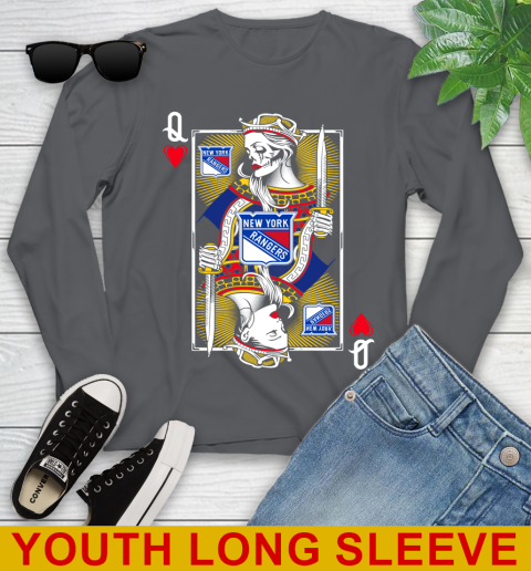 NHL Hockey New York Rangers The Queen Of Hearts Card Shirt Youth Long Sleeve 9