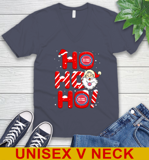 Detroit Pistons NBA Basketball Ho Ho Ho Santa Claus Merry Christmas Shirt V-Neck T-Shirt 7