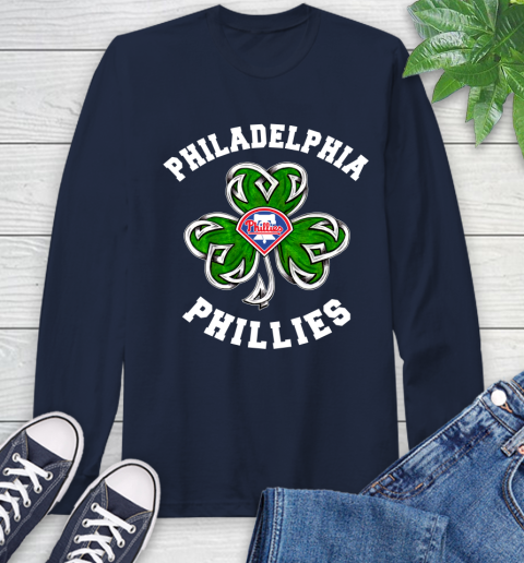 MLB Philadelphia Phillies Three Leaf Clover St Patrick's Day Baseball Sports Long Sleeve T-Shirt 3