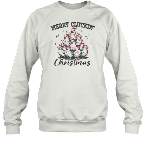 Merry Cluckin Christmas chicken Santa hat Sweatshirt