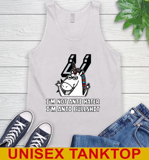 San Antonio Spurs NBA Basketball Unicorn I'm Not Anti Hater I'm Anti Bullshit Tank Top