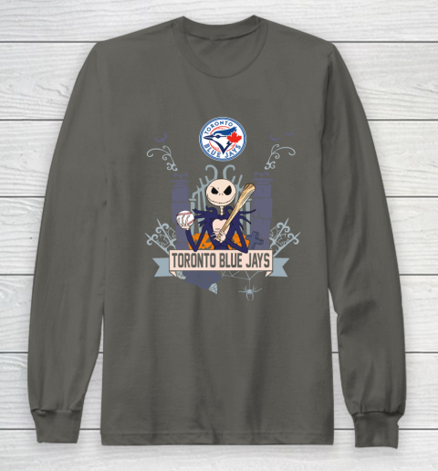 MLB Toronto Blue Jays Baseball Jack Skellington Halloween Long Sleeve T-Shirt 5