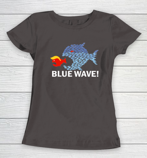Blue Wave 2024 Funny Big Fish Eat Little Fish Trump Hair Women's T-Shirt 5
