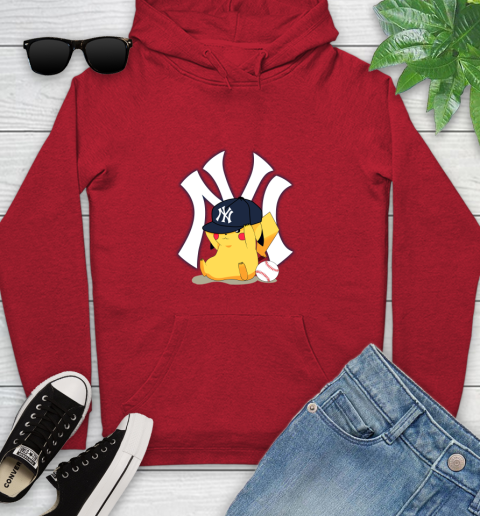 MLB Pikachu Baseball Sports New York Yankees Youth Hoodie 11