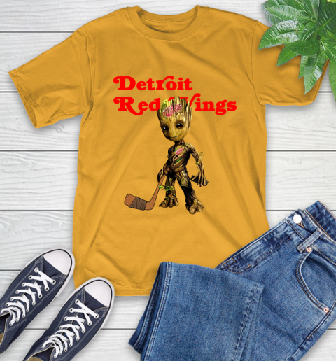 Detroit Red Wings NHL Hockey Groot Marvel Guardians Of The Galaxy T-Shirt 3