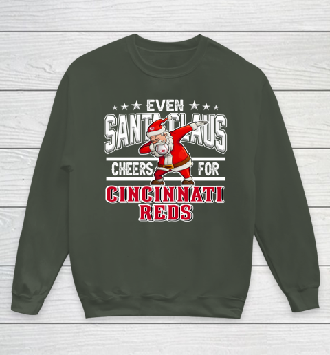 Cincinnati Reds Even Santa Claus Cheers For Christmas MLB Youth Sweatshirt 8