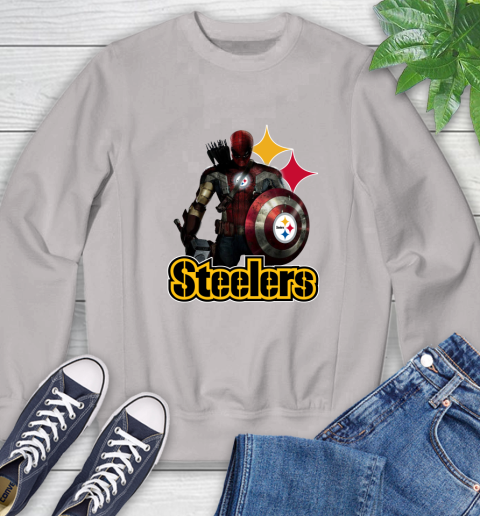 NFL Captain America Thor Spider Man Hawkeye Avengers Endgame Football Pittsburgh Steelers Sweatshirt 12