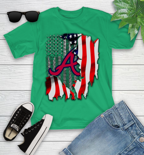 Atlanta Braves MLB Baseball American Flag Youth T-Shirt 8