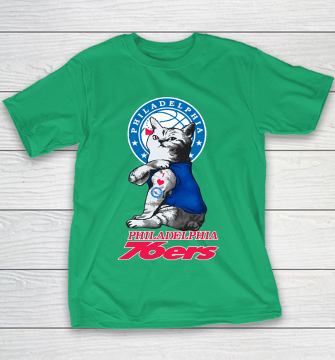 NBA Basketball My Cat Loves Philadelphia 76ers Youth T-Shirt 3