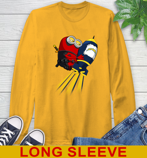 NFL Football Los Angeles Chargers Deadpool Minion Marvel Shirt Long Sleeve T-Shirt 2