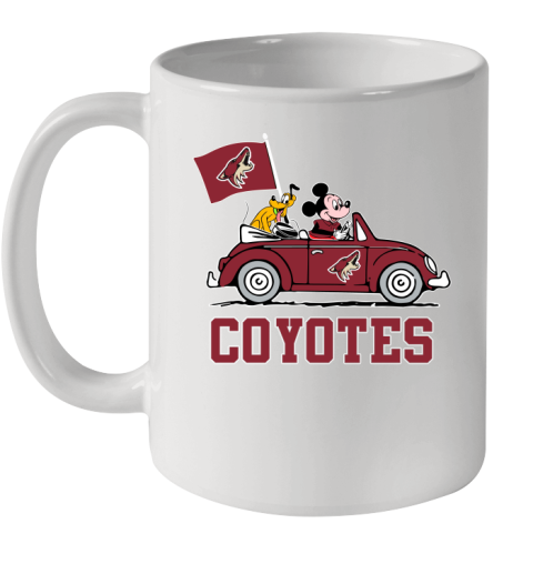 NHL Hockey Arizona Coyotes Pluto Mickey Driving Disney Shirt Ceramic Mug 11oz