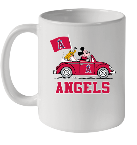 MLB Baseball Los Angeles Angels Pluto Mickey Driving Disney Shirt Ceramic Mug 11oz