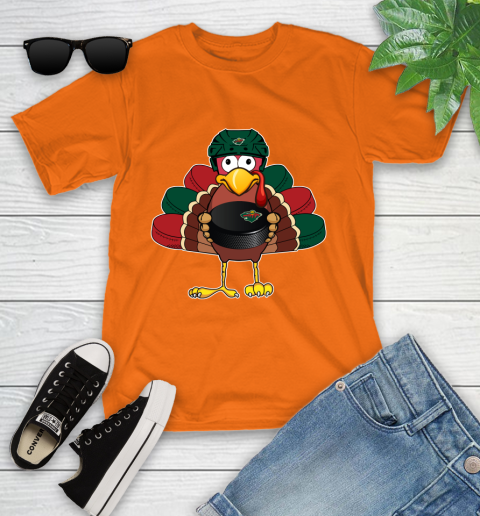 Minnesota Wild Turkey Thanksgiving Day Youth T-Shirt 7