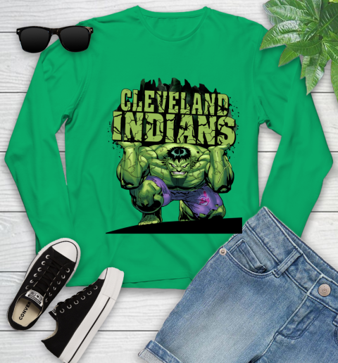 Cleveland Indians MLB Baseball Incredible Hulk Marvel Avengers Sports Youth Long Sleeve 6