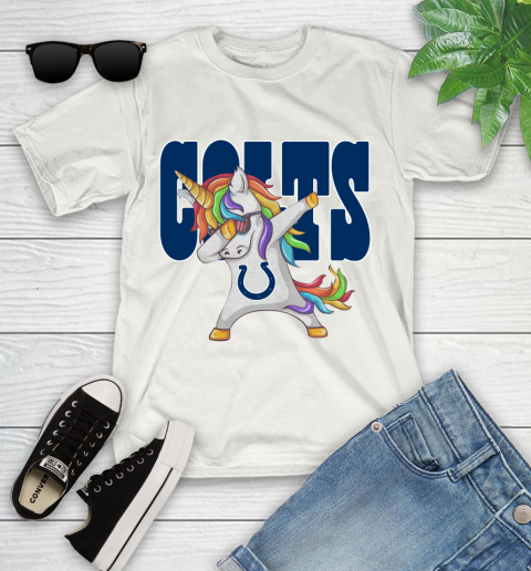 Indianapolis Colts NFL Football Funny Unicorn Dabbing Sports Youth T-Shirt