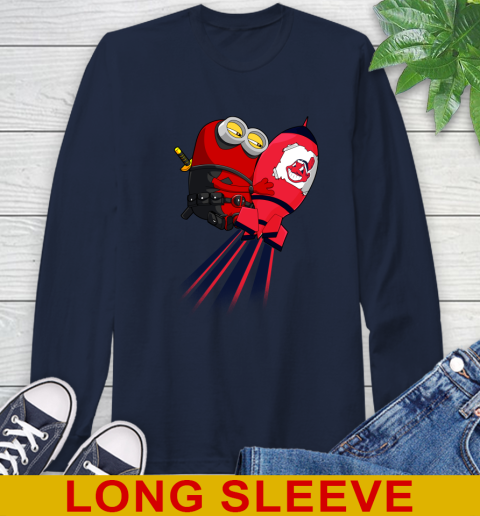 MLB Baseball Cleveland Indians Deadpool Minion Marvel Shirt Long Sleeve T-Shirt 3