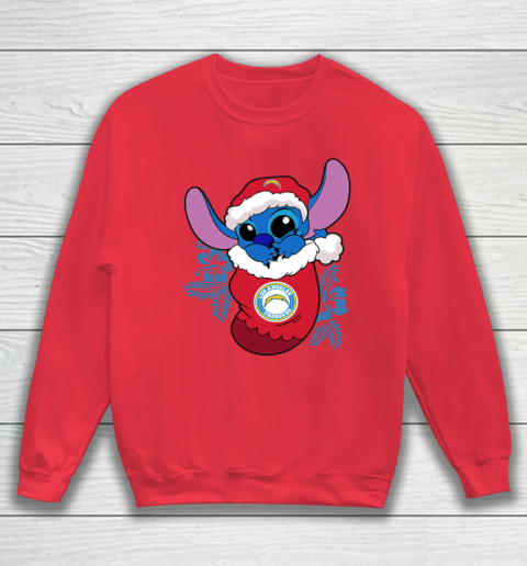 Los Angeles Chargers Christmas Stitch In The Sock Funny Disney NFL Sweatshirt 8