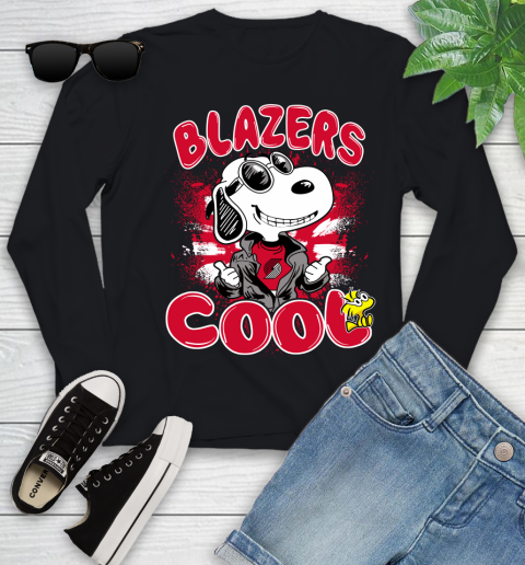 NBA Basketball Portland Trail Blazers Cool Snoopy Shirt Youth Long Sleeve