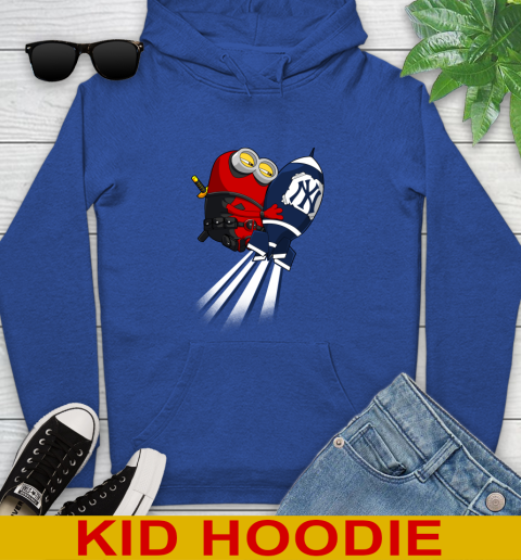 MLB Baseball New York Yankees Deadpool Minion Marvel Shirt Youth Hoodie - Image 11