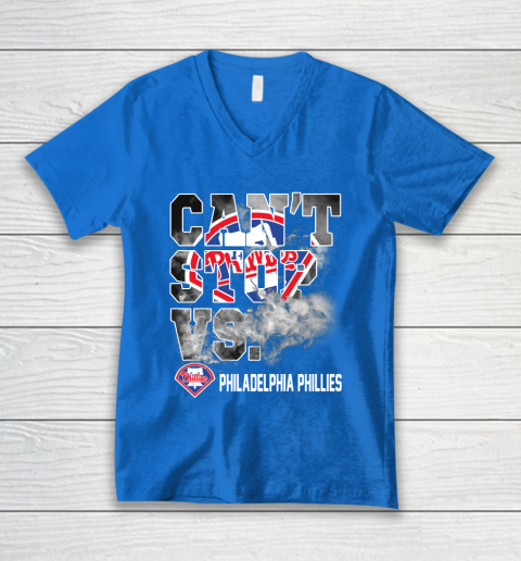 MLB Philadelphia Phillies Baseball Can't Stop Vs Phillies V-Neck T-Shirt 5