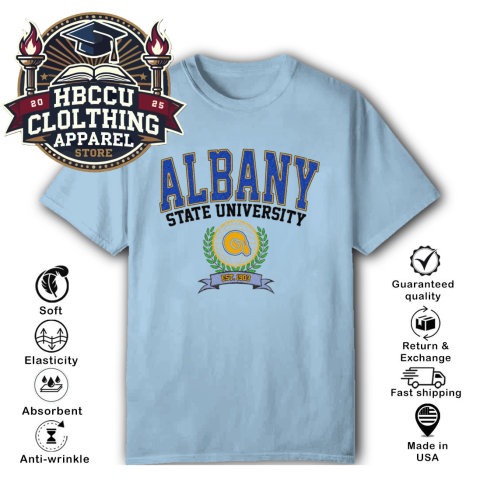 Albany State University ASU HBCU T-Shirt z7m3 albany state university asu hbcu classic t shirt 2 front light blue HBCU Clothing Apparel