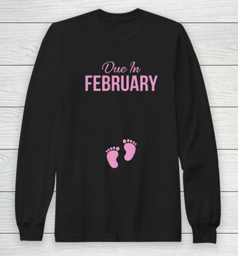 Due In February Baby Announcement Girl Long Sleeve T-Shirt