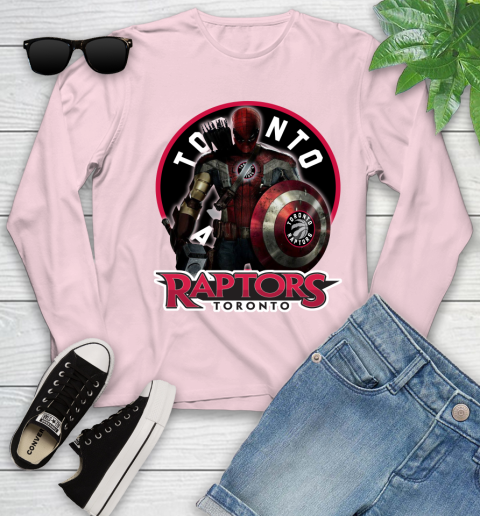 Toronto Raptors NBA Basketball Captain America Thor Spider Man Hawkeye Avengers Youth Long Sleeve 10