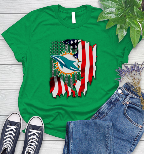 Miami Dolphins NFL Football American Flag Women's T-Shirt 9