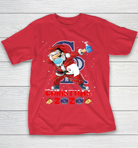 Colorado Rockies Funny Santa Claus Dabbing Christmas 2020 MLB Youth T-Shirt 7
