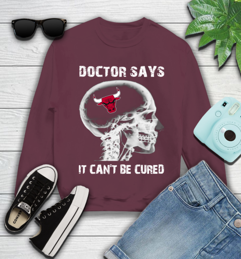 NBA Chicago Bulls Basketball Skull It Can't Be Cured Shirt Youth Sweatshirt 3