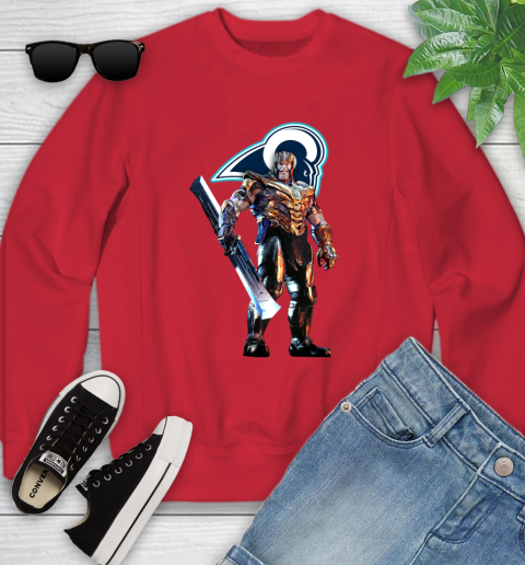 NFL Thanos Gauntlet Avengers Endgame Football Los Angeles Rams Youth Sweatshirt 9