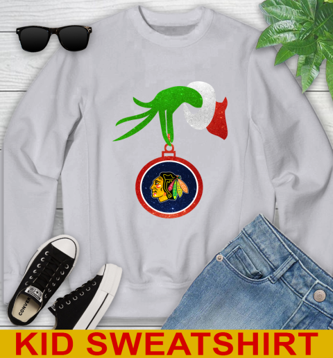 Chicago Blackhawks Grinch Merry Christmas NHL Hockey Youth Sweatshirt 4