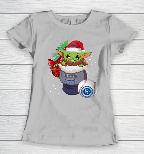 Kansas City Royals Christmas Baby Yoda Star Wars Funny Happy MLB Women's T-Shirt 6