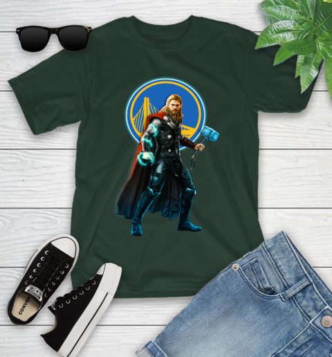 NBA Thor Avengers Endgame Basketball Golden State Warriors Youth T-Shirt 5