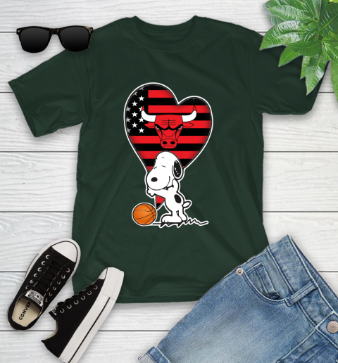 Chicago Bulls NBA Basketball The Peanuts Movie Adorable Snoopy Youth T-Shirt 5