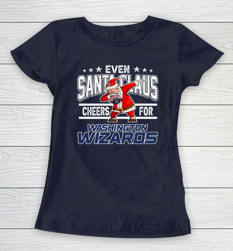 Washington Wizards Even Santa Claus Cheers For Christmas NBA Women's T-Shirt 2