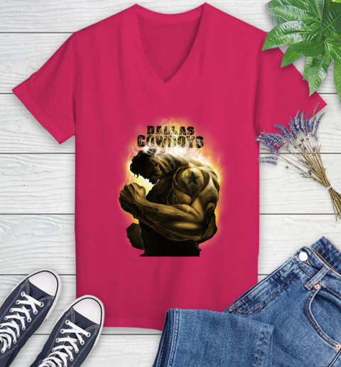 Dallas Cowboys NFL Football Hulk Marvel Avengers Sports Women's V-Neck T-Shirt 9