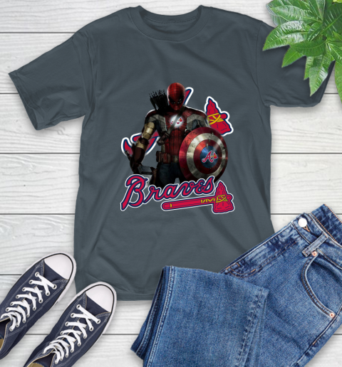 MLB Captain America Thor Spider Man Hawkeye Avengers Endgame Baseball Atlanta Braves T-Shirt 9