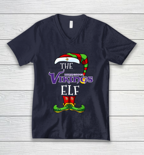 Minnesota Vikings Christmas ELF Funny NFL V-Neck T-Shirt 2