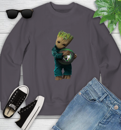 NBA Groot Guardians Of The Galaxy Basketball Sports Boston Celtics Youth Sweatshirt 6