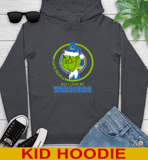 Golden State Warriors NBA Christmas Grinch I Hate People But I Love My Favorite Basketball Team Youth Hoodie 9