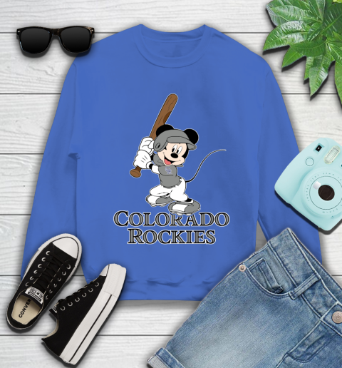 MLB Baseball Colorado Rockies Cheerful Mickey Mouse Shirt Youth Sweatshirt 7