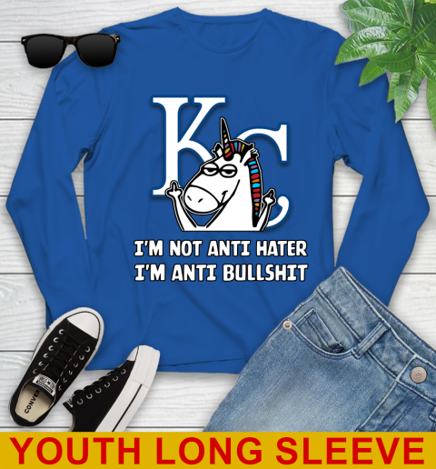 Los Angeles Angels MLB Baseball Unicorn I'm Not Anti Hater I'm Anti Bullshit (2) Youth Long Sleeve 10