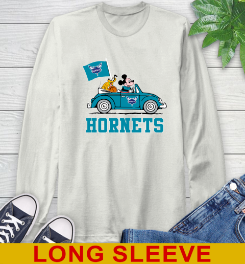 NBA Basketball Charlotte Hornets Pluto Mickey Driving Disney Shirt Long Sleeve T-Shirt 12