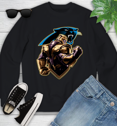 NFL Thanos Avengers Endgame Football Sports Carolina Panthers Youth Sweatshirt 2