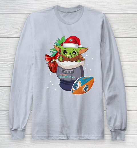 Miami Dolphins Christmas Baby Yoda Star Wars Funny Happy NFL Long Sleeve T-Shirt 6