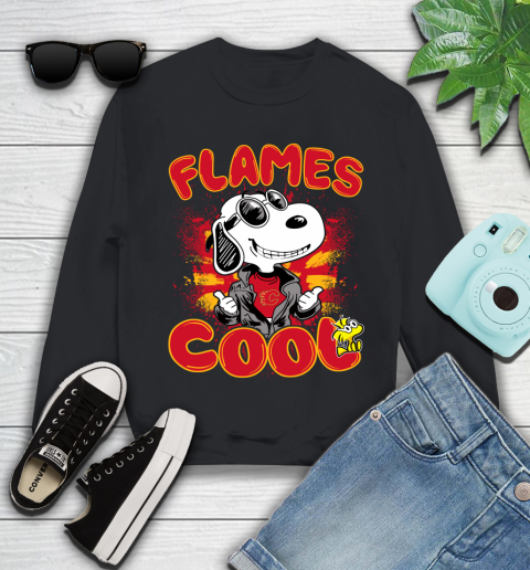NHL Hockey Calgary Flames Cool Snoopy Shirt Youth Sweatshirt
