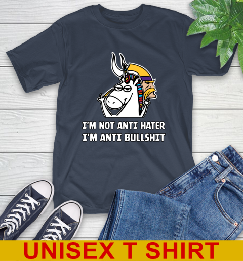 Minnesota Vikings NFL Football Unicorn I'm Not Anti Hater I'm Anti Bullshit T-Shirt 4