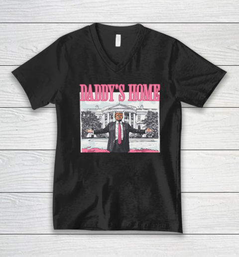 Funny Trump Pink Daddys Home Trump 2024 V-Neck T-Shirt